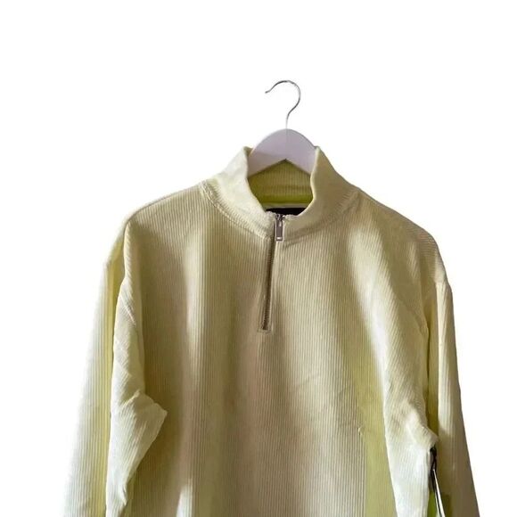 BP Wildfang Green Luminary Quarter Zip Mock Neck Velour Corduroy Pullover S - Picture 2 of 14